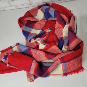 Merona | Accessories | Merona Bluered Plaid Print Scarf | Poshmark